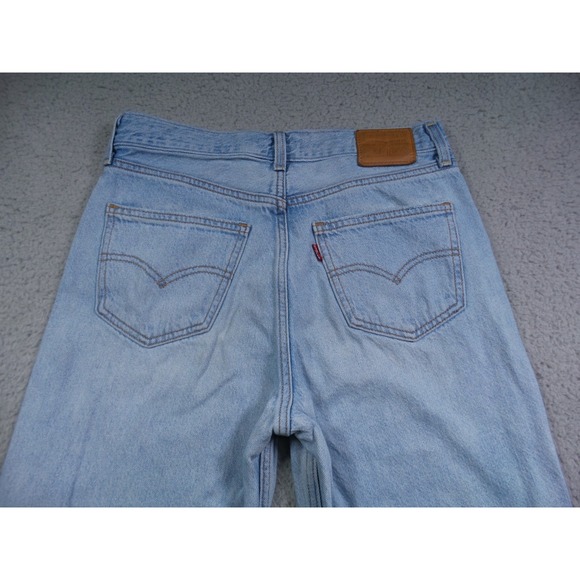 Levis Premium Womens Jeans Size 25 Blue Denim Loose Taper Crop Stretch High Rise - Picture 6 of 16